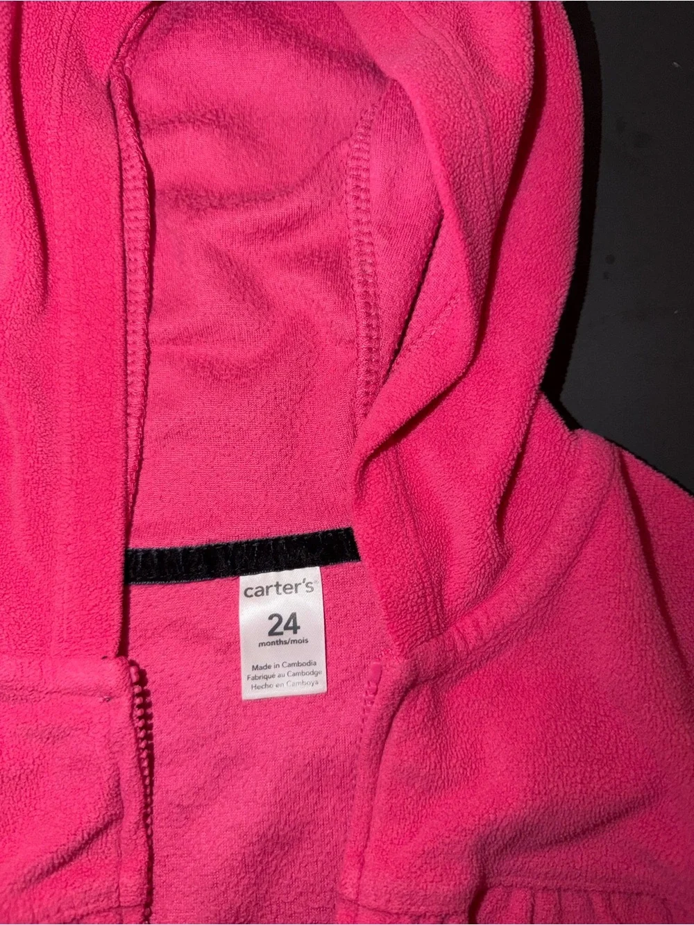Carter's Bright Pink Hooded Fleece Zip-Up Jacket